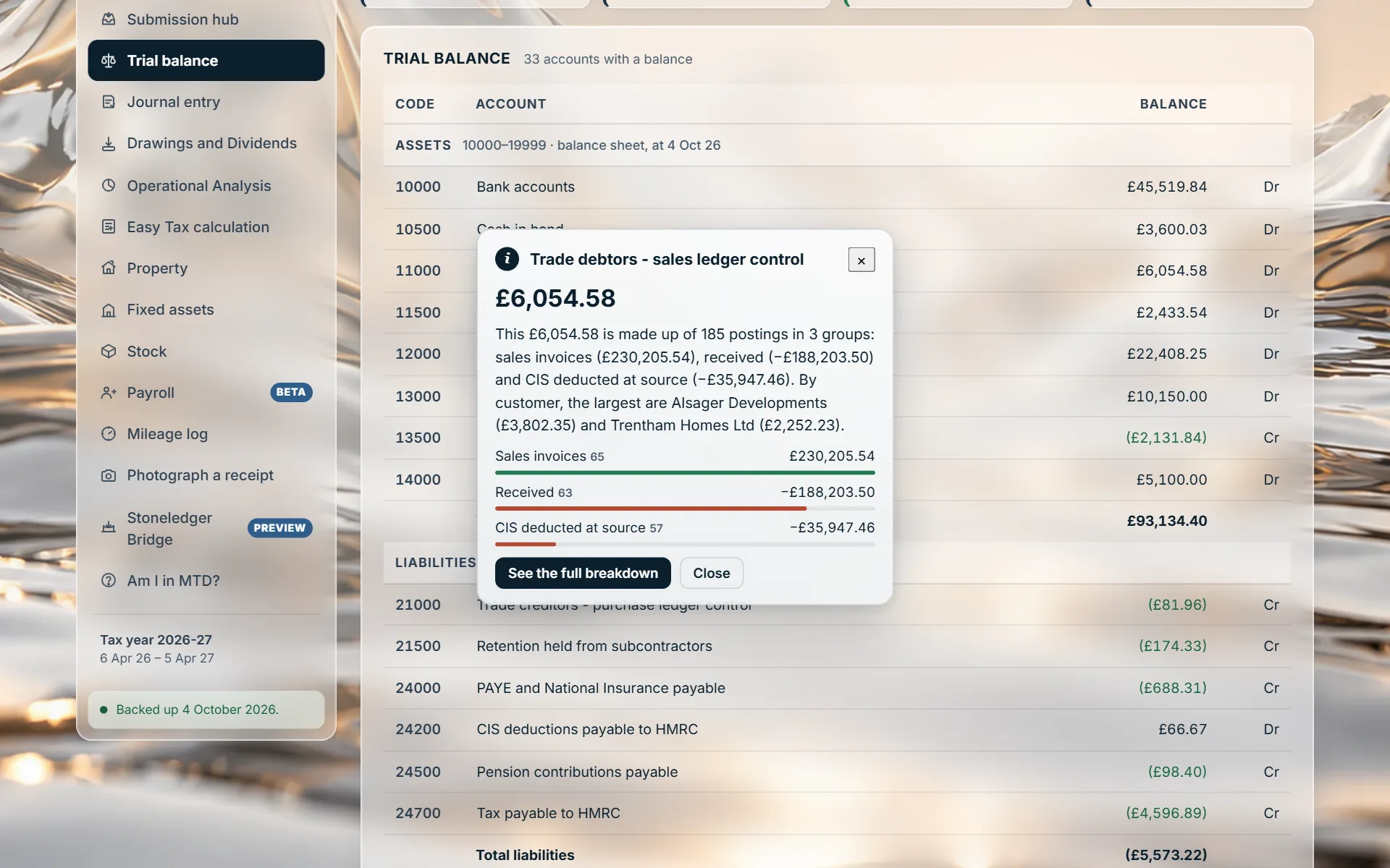 An account on the trial balance explained: the kinds of posting that make it and the largest of them